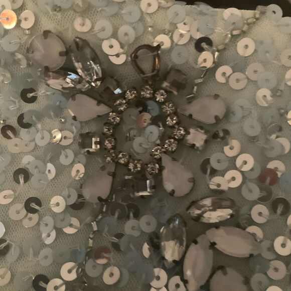 MAC DUGGAL 93932 Blue Flutter Sleeve Sequin High Neck Gown - Picture 13 of 15